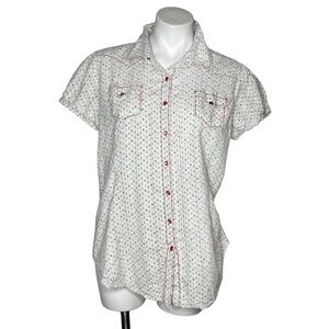 ARIAT Star Floral Print Shirt Snaps. Red Stitching Western Yoke Womens Size XXL